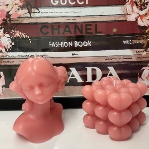 🕯️💗👧NIB Heart cube and Girl figure Scented Candle Set